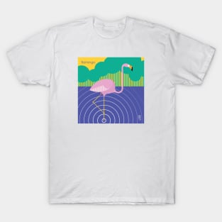 Minimal Zoo Art Series | A to Z  | Flamingo | Square T-Shirt